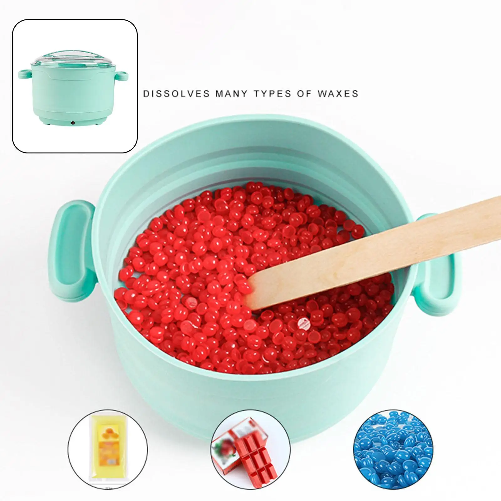 سخان شمع لإزالة الشعر لخرز الشمع الناعم والصلب وعاء شمع مدمج محمول احترافي للجسم والوجه والأقدام والنساء