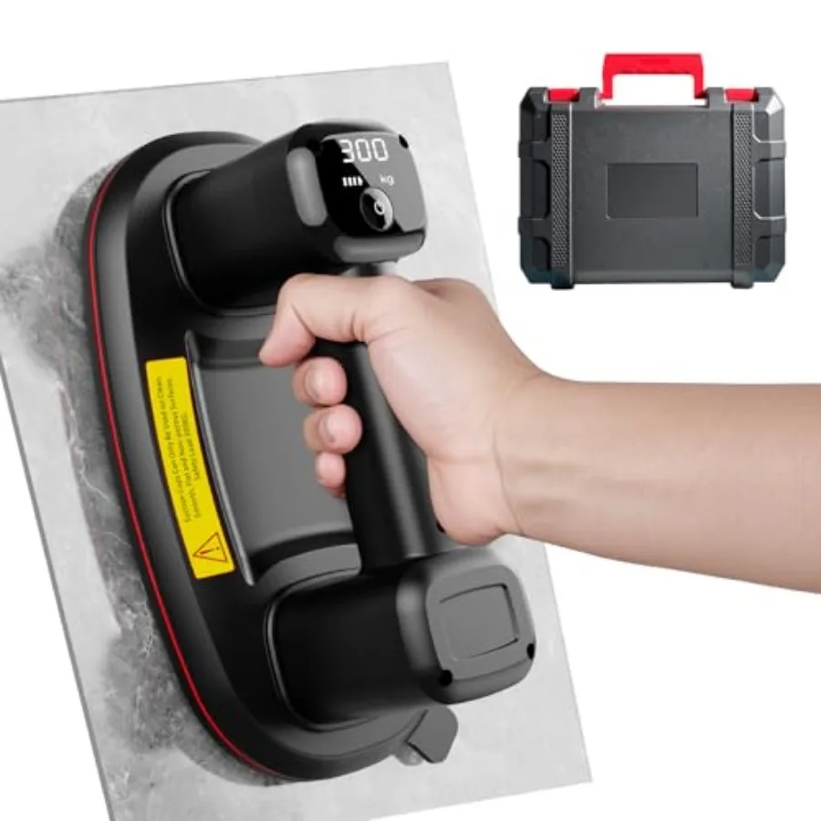 

Electric Suction Cup Battery Heavy Duty Suction Cup with 2 Brushless Motors 660lbs/300kg Load Capacity LCD Display 4500mAh Batt
