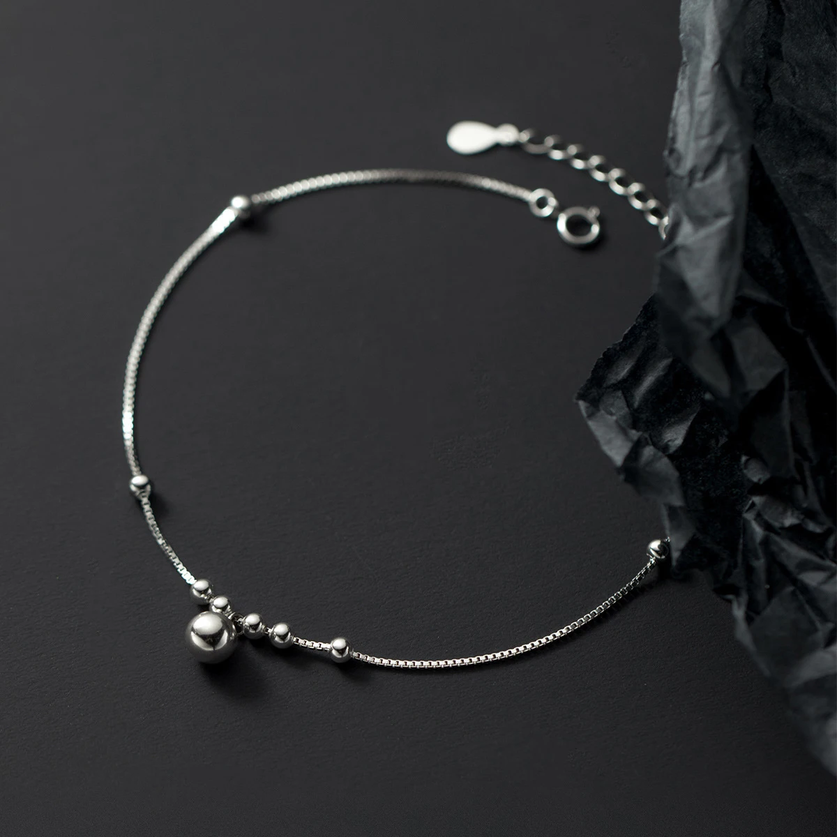 Modian Silver Exquisite Beads Anklets For Women Girls Real 925 Sterling Silver Foot Jewelry Fashion Simple Style Leg Bracelet