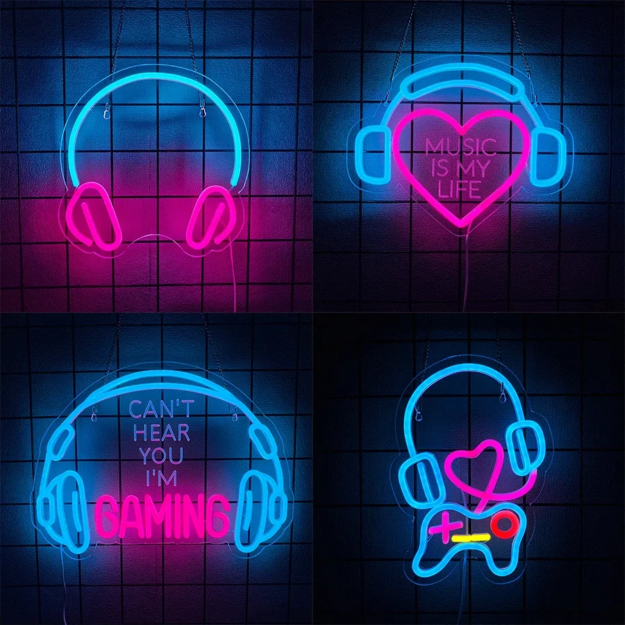 

Используется для бара, музыкальной студии, спальни, декора вечеринки, 3D-резной большой яркий цветной значок для наушников, светодиодной неоновой вывески Yuandian Earphone.