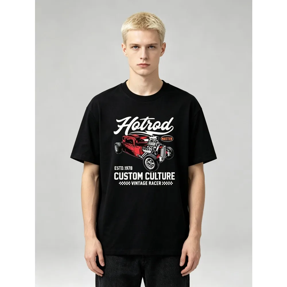 2026 New Hotrod Custom Culture Graphic T-shirt,  Ideal For Car Fans Gathering And Daily Casual Wear