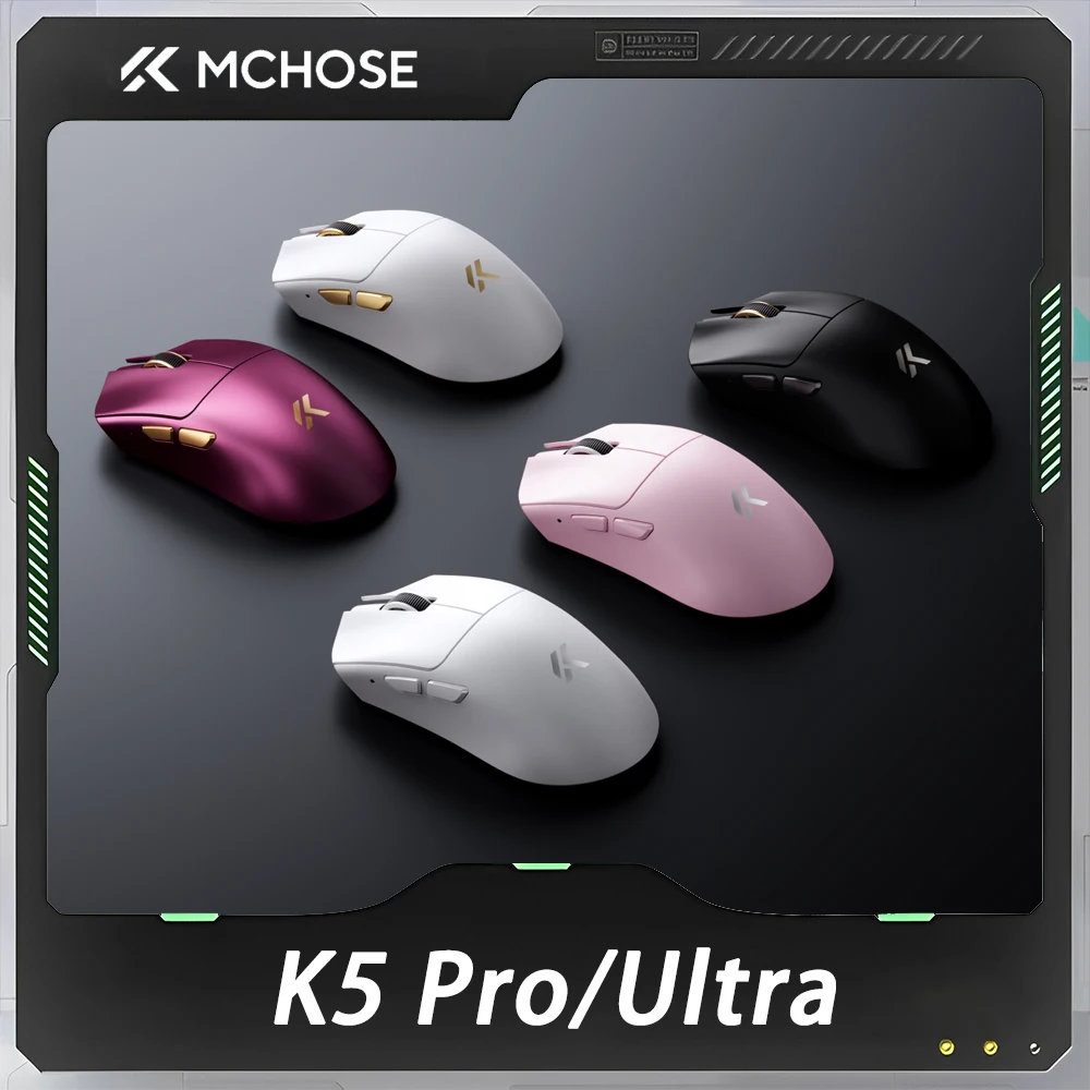 MCHOSE K5 Pro/Ultra Gaming Mouse Dual 8K Three-mode Wireless Bluetooth Lightweight Office Mouse Customized PC Gamer Gifts