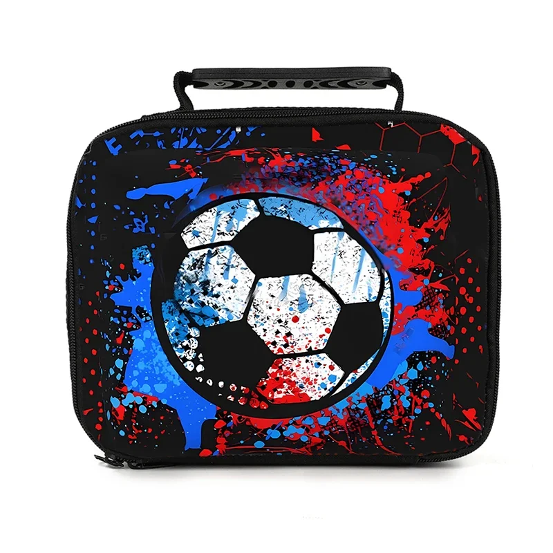 كرة القدم نمط يده حقيبة الغداء لصبي/فتاة أفضل الهدايا ثلاثية الأبعاد الكرتون حقيبة حفظ الطعام للأطفال العزل الحراري حقيبة تخييم