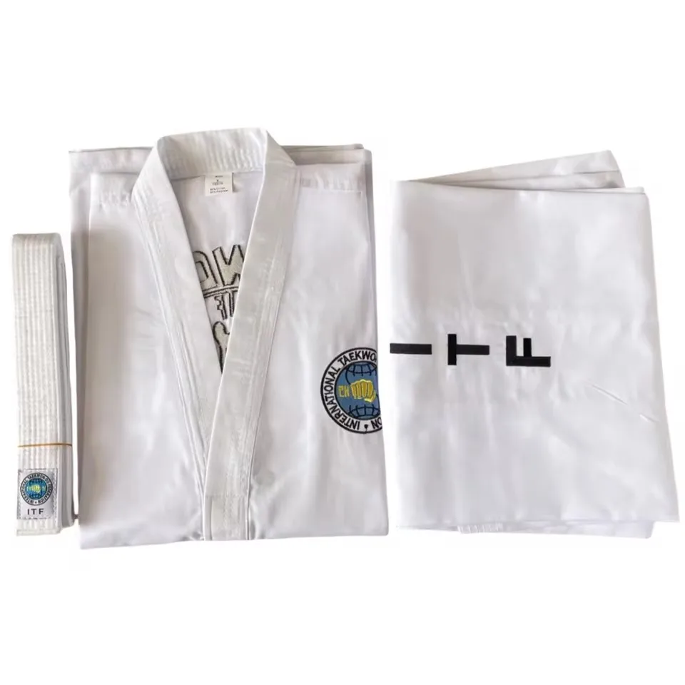 

Наряд для каратэ, наряд для тхэквондо, легкоатлетический наряд, белая молния для детей, тренировка для взрослых, саржевая ткань для начинающих