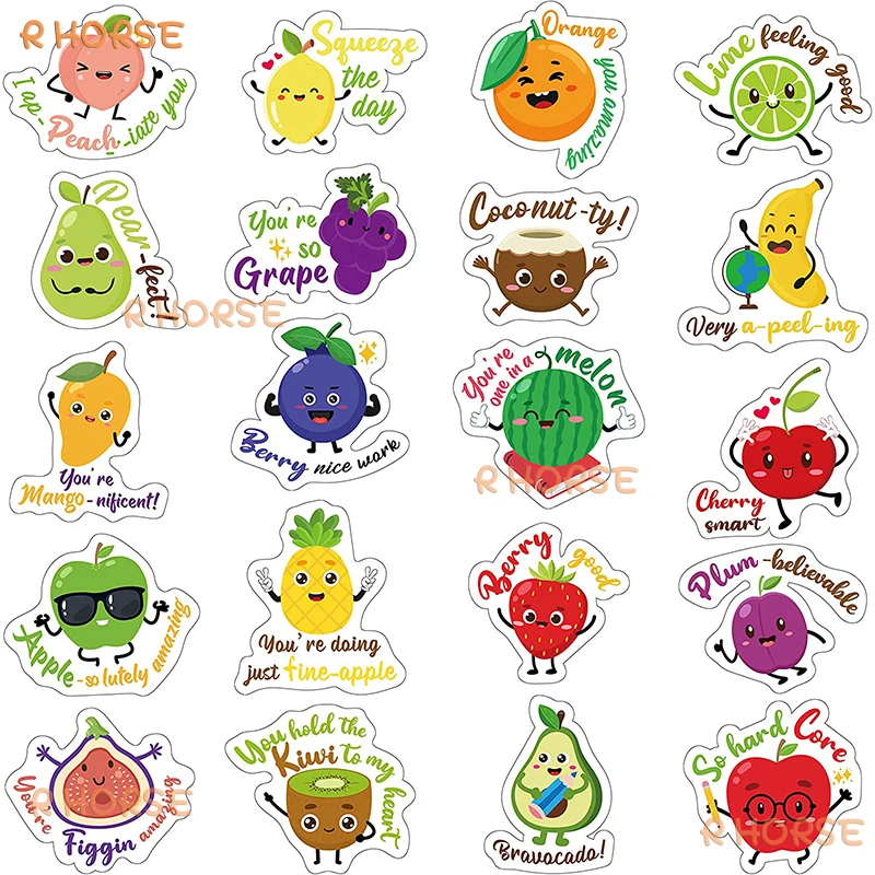 

25Sheet Fruit Punny Reward Stickers for Kids Teacher Classroom Incentives Award Decals DIY Art Gift School Stationery Decoration