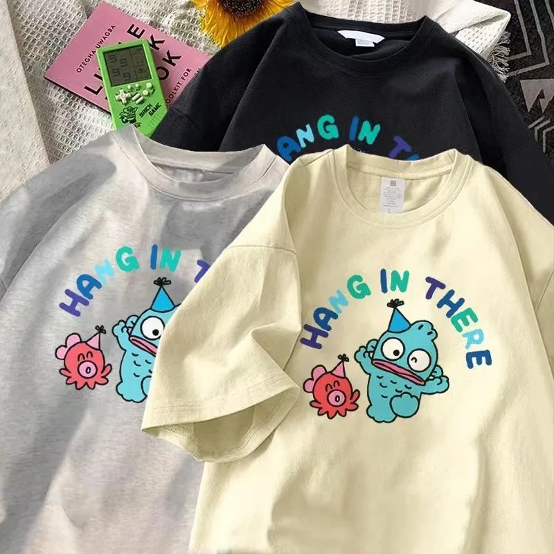 Kawaii Hangyodon Femme T-shirt Graphic Cute Squid Women Clothes Summer Casual Streetwear Cartoon T Shirt Women Clothing