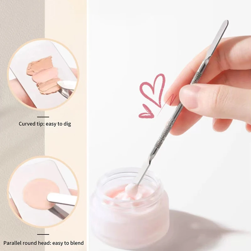 Aço inoxidável Mixing Foundation Stick, Haste Adesiva, Nail Art Agitando, Espátula, Ferramenta Cosmética Multiuso