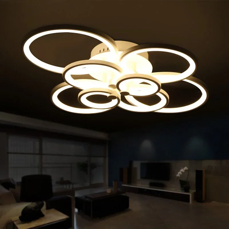 

White/Black Remote Control Living Room Bedroom Modern LED Luminarias Para Sala Dimming Ceiling Lamp Fixtures