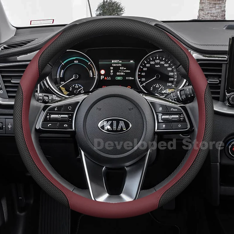 Leather Car Steering Wheel Cover For Kia Xceed GT-Line Hybrid 2019-2024 Anti slip Auto Steering Wheel fit Kia Xceed Accessories