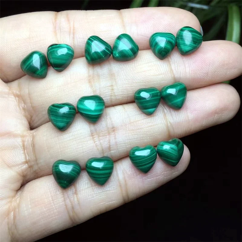 Natural Malachite Heart Stud Earrings For Women Elegant Temperament Holiday Fashion Healing Jewelry Gift1pair