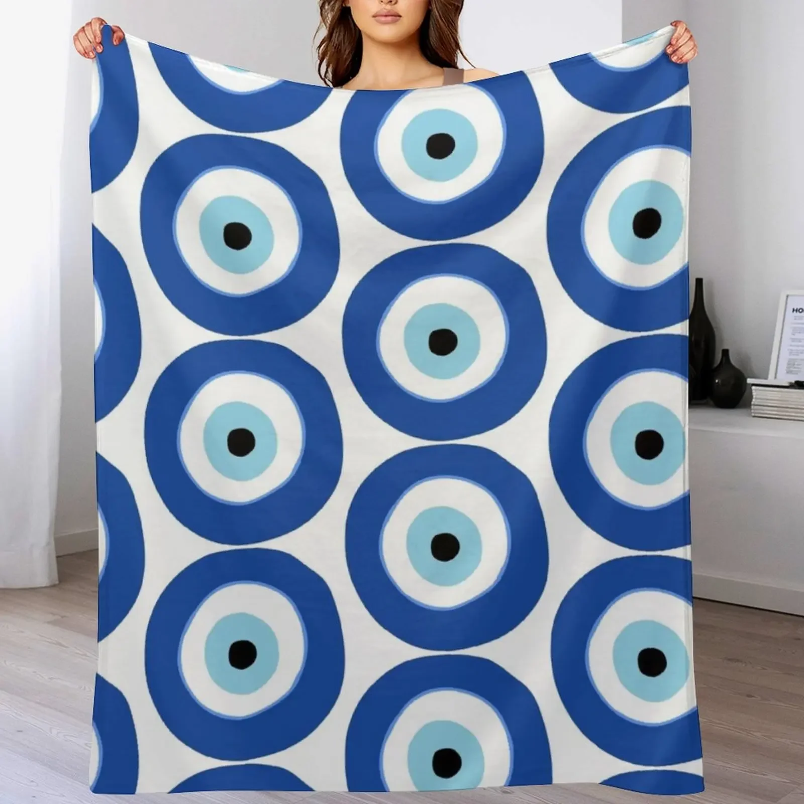 Nazar Evil Eye Protection Throw Blanket Easy Care Comfortable Blanket for Couch