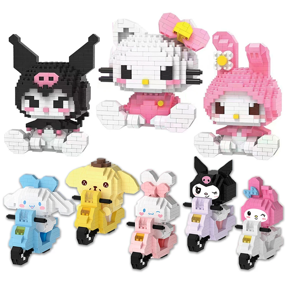 Sanrio Anime My Melody Cinnamoroll Pompompurin Kuromi Friends Building Blocks Bricks Girl Children Kid Toy Gift Set