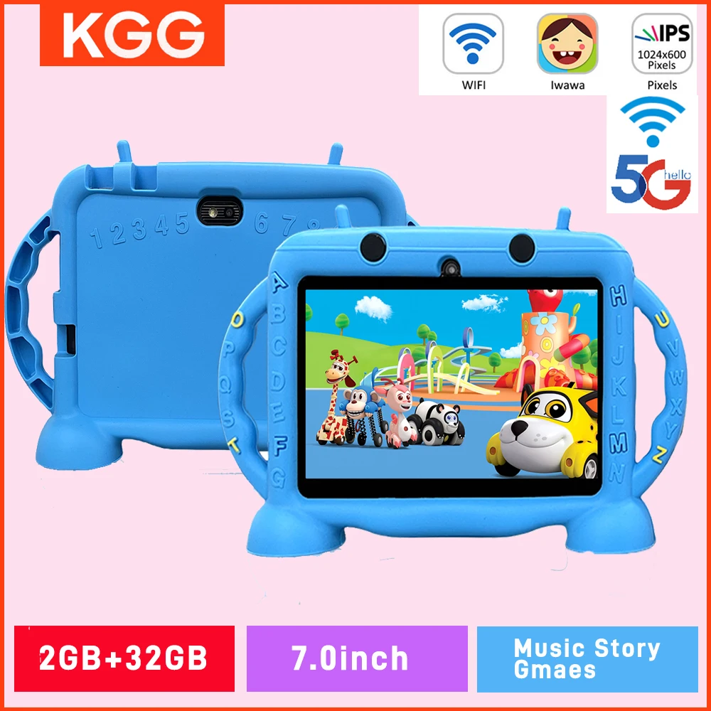 Kids Tablet 7.0'' 32GB Android 12 Proof Case 5G WiFi Google Dual Camera Games Learning Education Toy Tablet Children Gifts