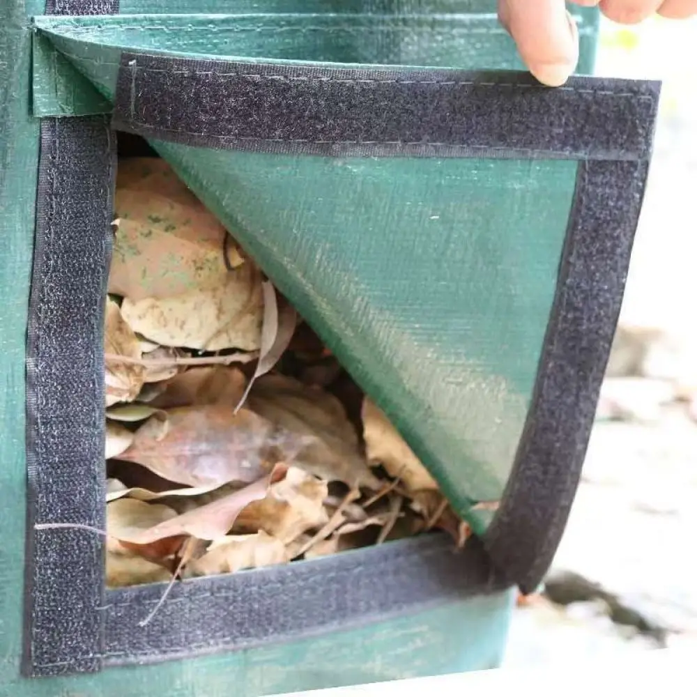 Reusable Compost Bag Garden Organic Fertilizer Pouch With Viewing Window Lid Durable PE Trash Container For Kitchen Backyard