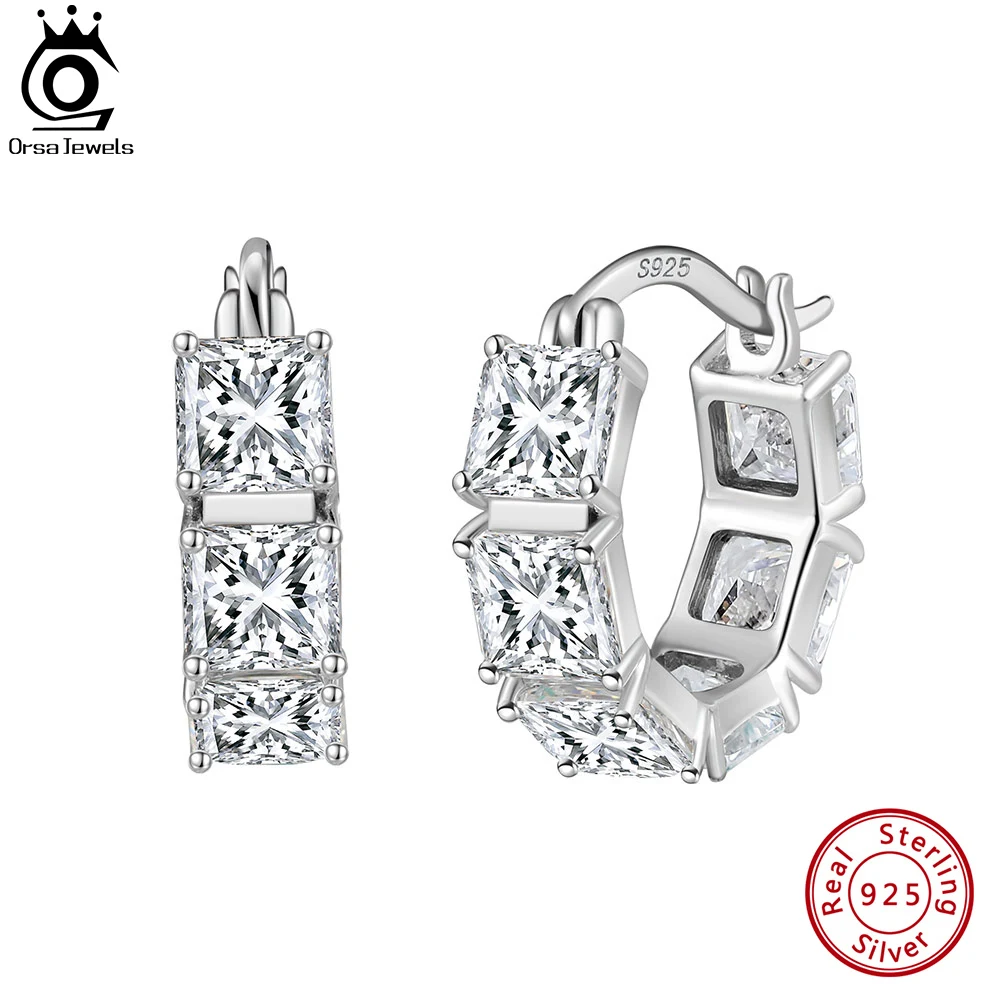 

ORSA JEWELS, серьги-кольца из стерлингового серебра 925 пробы, Brilliant 8A, серьги премиум класса с кубическим цирконием, свадебные украшения для женщин и девушек, LZE15