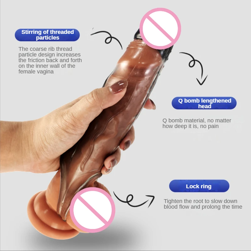 Sexy Toys Penis Ring Penise Enlargement Sleeve for Penis Condoms for Men Reusable Condom Cock Sleeve Extender Ejaculation Delay