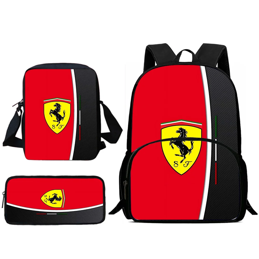 Child Backpacks Red Sports CarShoulder Bag Pencil Case Pupil Large Capacity School Bags for F-FerrariS Boys Girls Best Gift