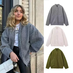 Giacche da donna Traf Zr primavera 2023 elegante pile Vintage New capispalla manica lunga Harajuku Y2k Streetwear Bomber