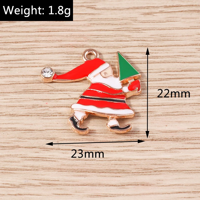 10 stücke mischen niedlichen Emaille Weihnachts baum Schneemann Santa Claus Charms Anhänger für Schmuck machen DIY Ohrringe Halsketten Handwerk liefern – Detail 3