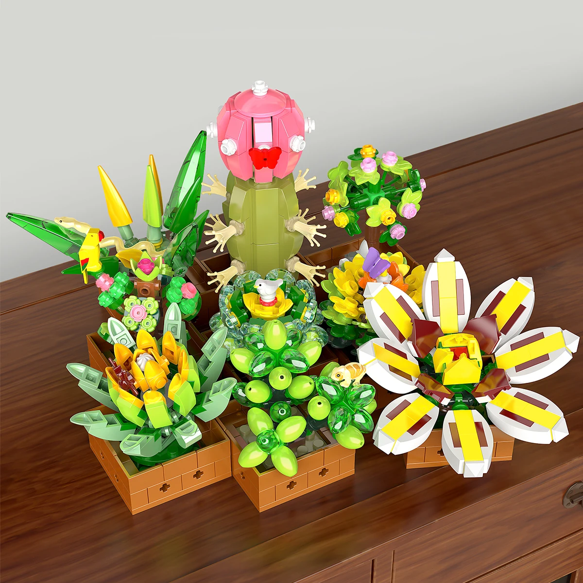 

Creative 3D Building Blocks Succulent Cactus Plants Simulation Green Plant DIY Desktop Ornaments Assembled Toys Children's Gift