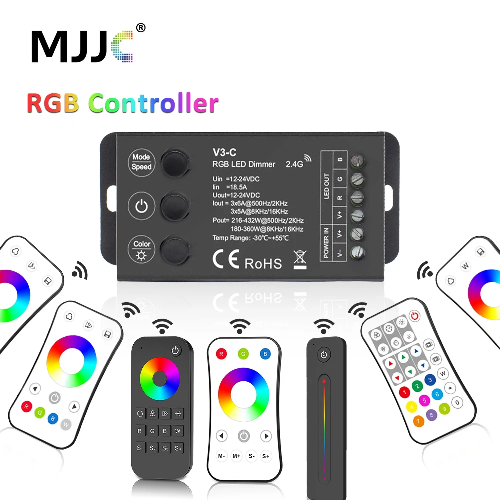 

3-кнопочный RGB-контроллер, 12-24 В, 3 канала, 6 А, беспроводной Радиочастотный пульт дистанционного управления, ШИМ-контроллер частоты для светодиодной ленты 5050 2835 FCOB RGB