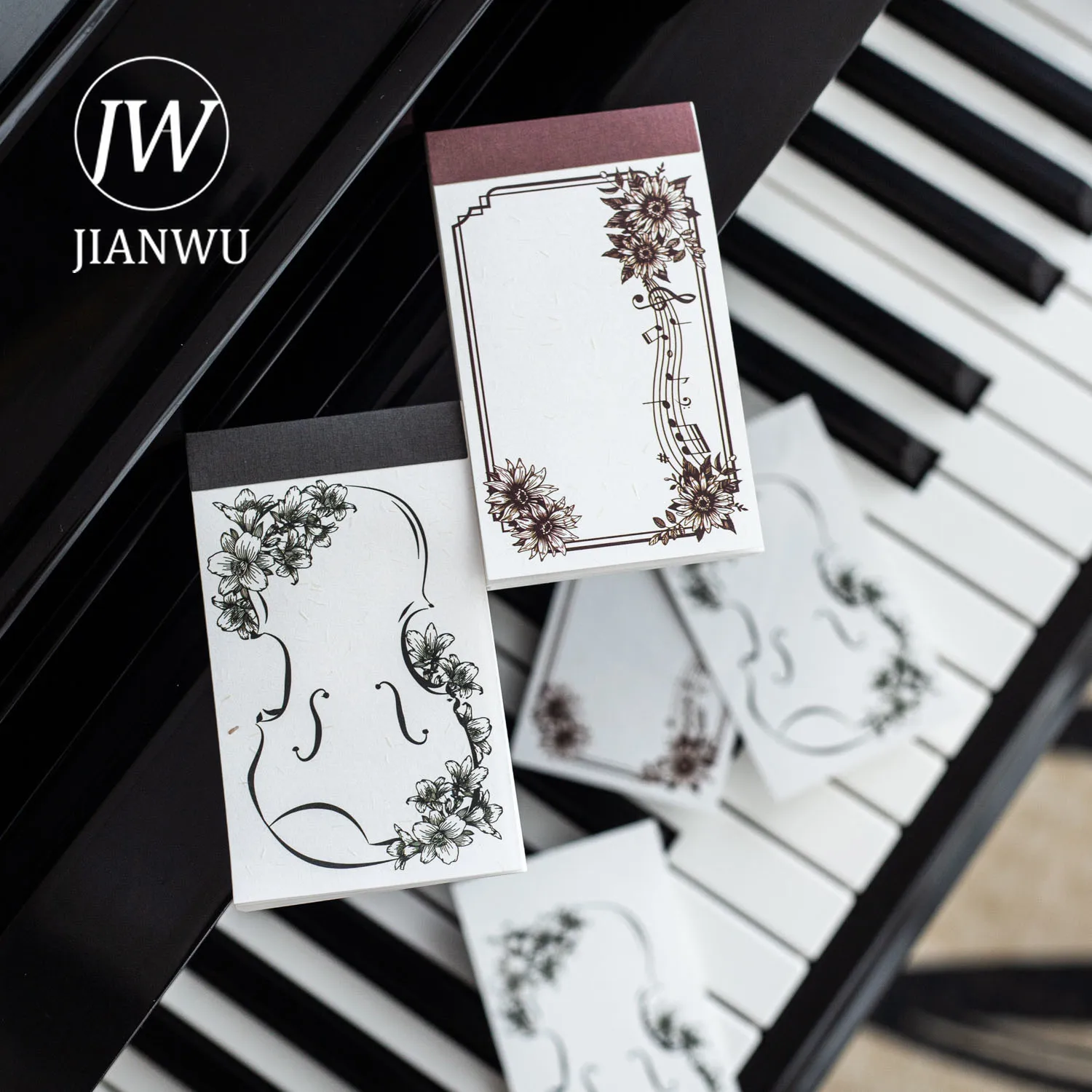 JIANWU Garden Symphony Series Vintage Flower Border Material Collage Memo Pad Creative DIY Journal Stationery