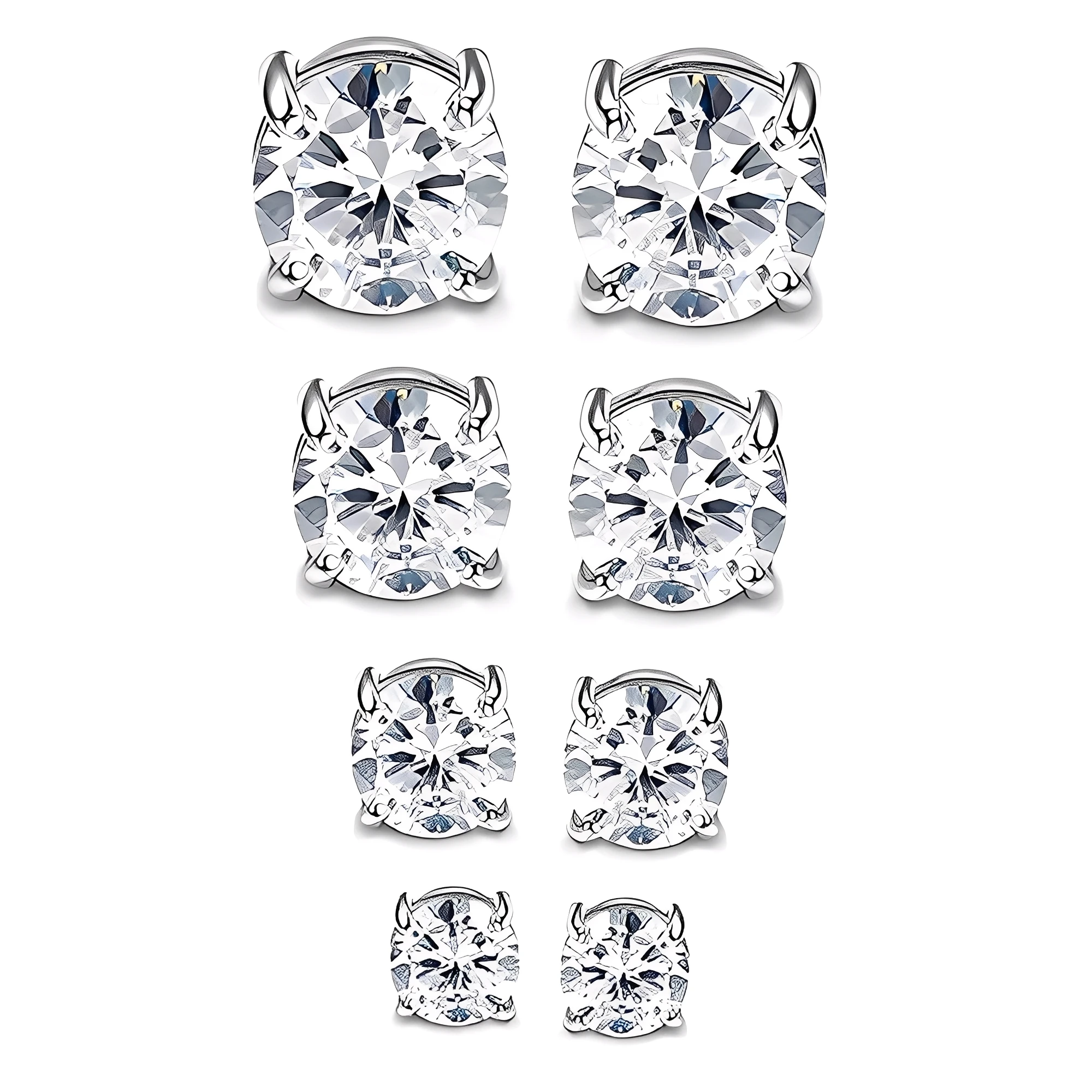 

Drperfect 4Pairs Magnetic Earrings for Men Women Square Cubic Zirconia Stud Earrings for Non-Pierced Ears Fake Earring 4-7MM