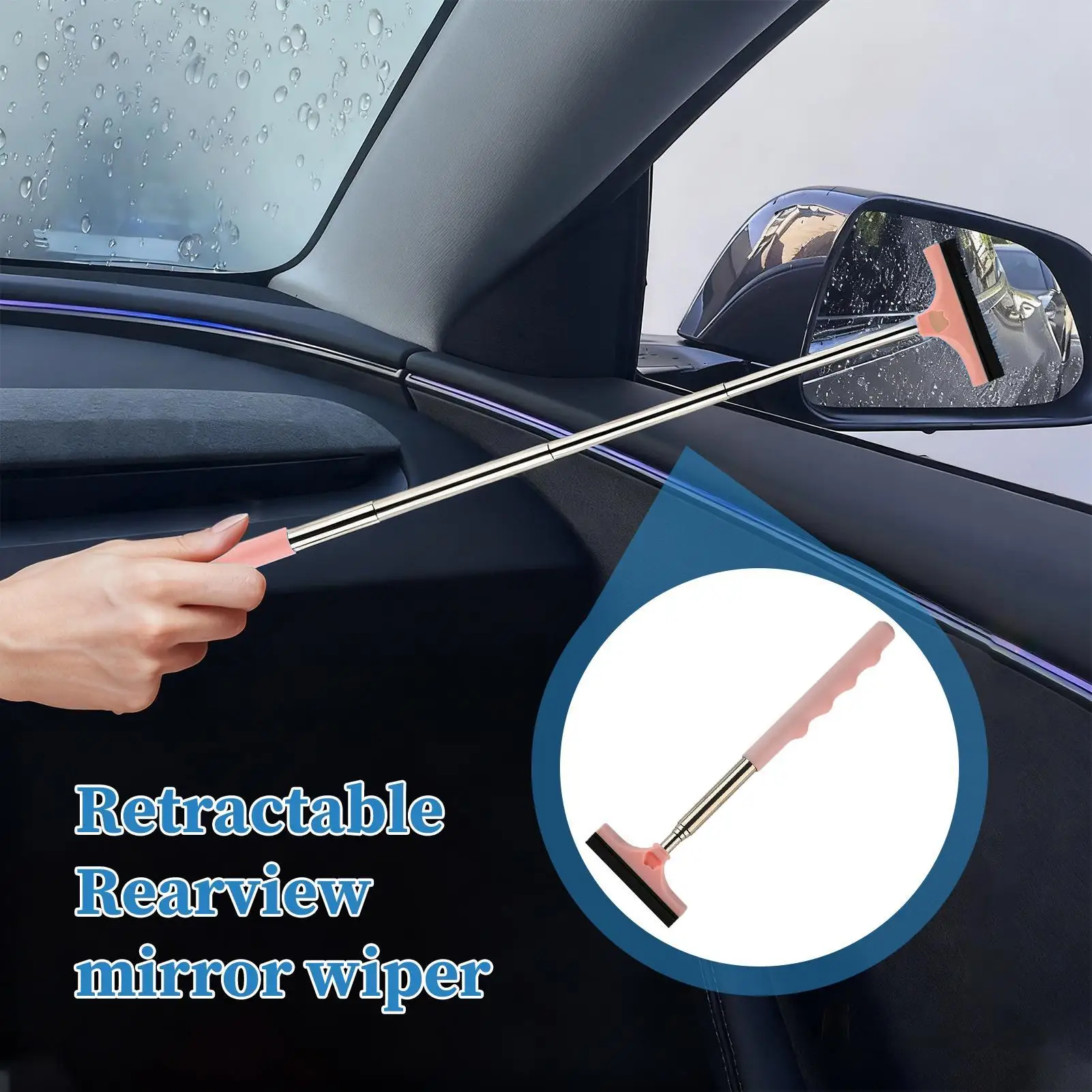 Windshield Squeegee Telescopic Window Cleaner Squeegee Rearview Mirror Wipers For Truck Vehicle SUV Sedan Outdoor Daily