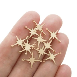 50Pcs Brass Star Charms Links Dangle Earring Connector With 2 Loops for DIY Earrings Bracelet Necklace Jewelry Making Supplies