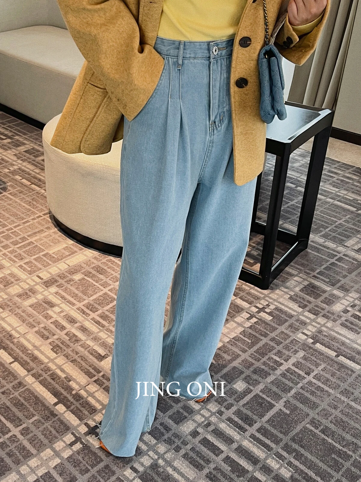 Cargo Jeans Trousers 2023 Woman Clothing Y2k Korean Style Fashion Vintage Autumn Elegant Pants Baggy High Waist Wide Leg Pleated