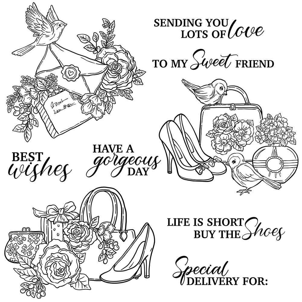 Mangocraft Beautiful Roses And High-heels Cutting Dies Clear Stamps DIY Scrapbooking Metal Dies Silicone Stamps For Cards Albums