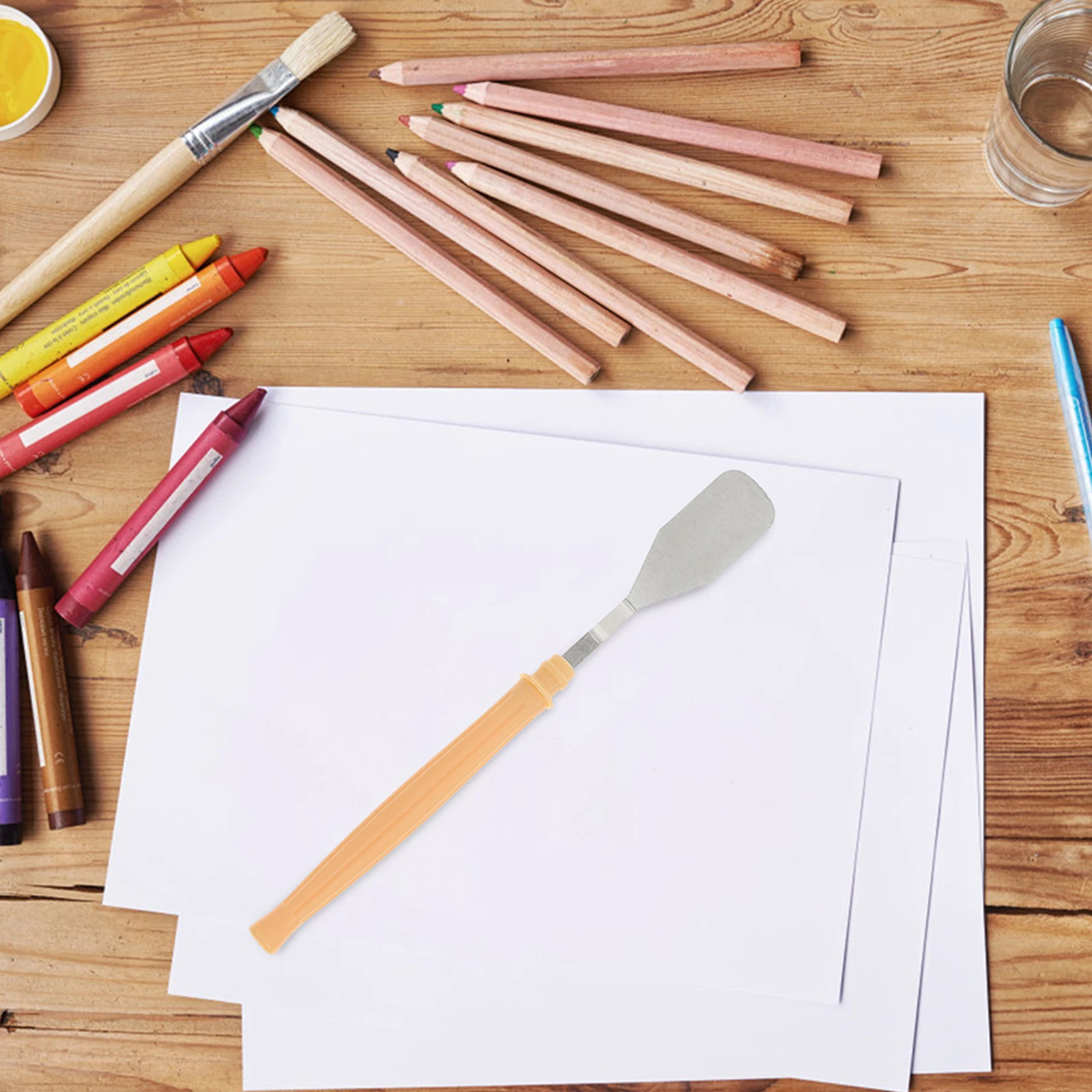 

12Pcs Palette Knife Metal Scrapers Plastic Handle for Mixing Paint Clay Pigment Oil Watercolor Canvas Street Art Painting Tools