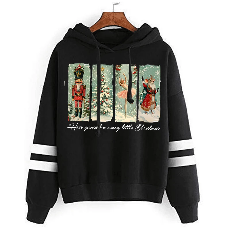 Retro Christmas Nutcracker Women Hoodie Fashion Merry Christmas Loose New Sweatshirts Autumn Vintage Christmas Gift Female Hoody