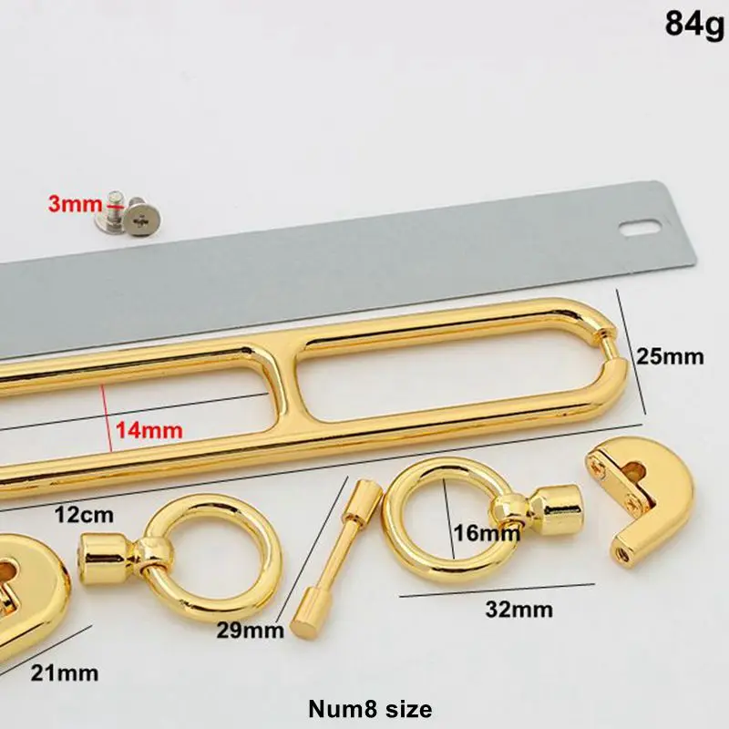 New Rectangle Eyelets Hanger Metal Lock for Bag Hardware Wholesale Fashion a Set of Locks Fitting Woman Handbag Bag Accessories