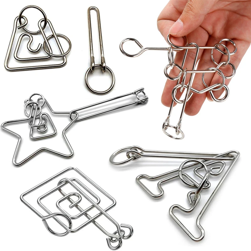

Metal Brain Teaser Steel Puzzles for Adults Kids Magic Tricks IQ Challenge Disentanglemen Iron Link Unlock Interlock Game