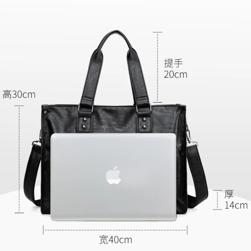 New Fashion Multifunction Briefcase PU Leather Men\'s Crossbody Messenger Bag Business Men Big Bag Zipper Shoulder Handbags