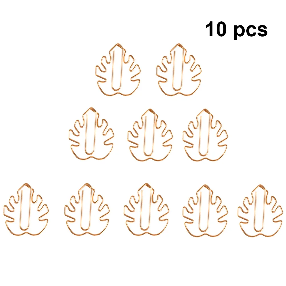 10Pcs Creative Paper Clips Cartoon Tortoise Leaf Metal Photo Note Sign Clip Bookmark Office Home Use Rose Gold