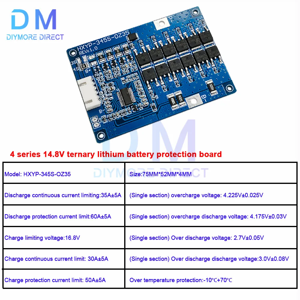 Batteria al litio agli ioni di litio 3/4/5S 35A BMS 18650 Protezione caricabatterie 12,6 V 16,8 V 21 V Protezione con radiatore di controllo della