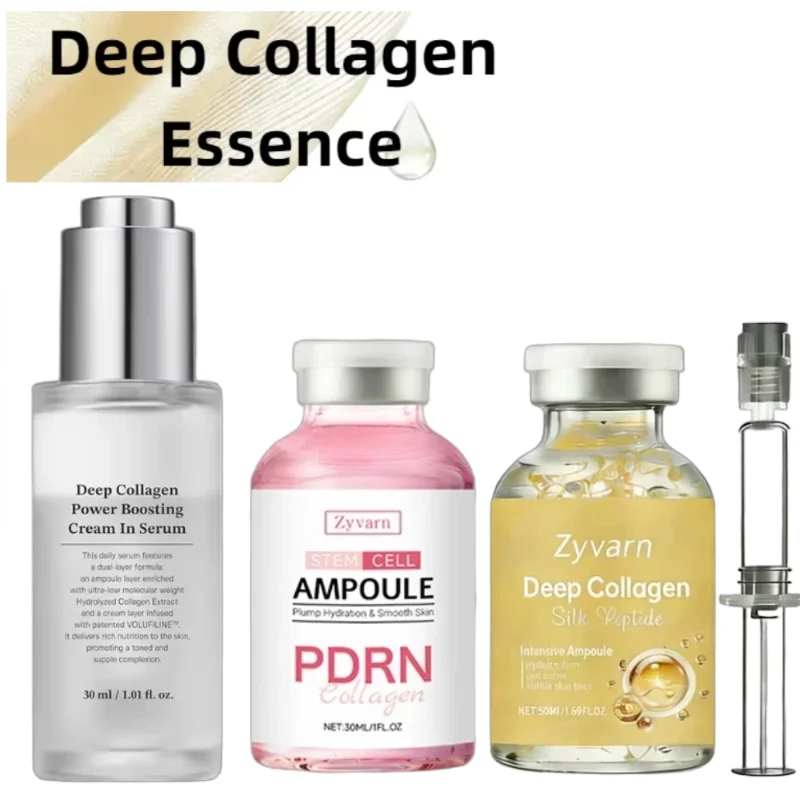 Collagen Silk Peptide Ampoule Essence Long-lasting Hydration Reduces Fine Lines Enhances Facial Radiance Korean Skincare Essence