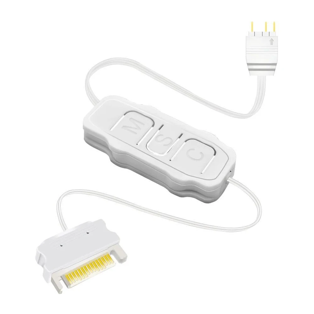 ARGB Mini Adaptador Controlador com Alongar Cabo, 5V, 3Pin, RGB Controlador para SATA Cabo de Controle de Alimentação