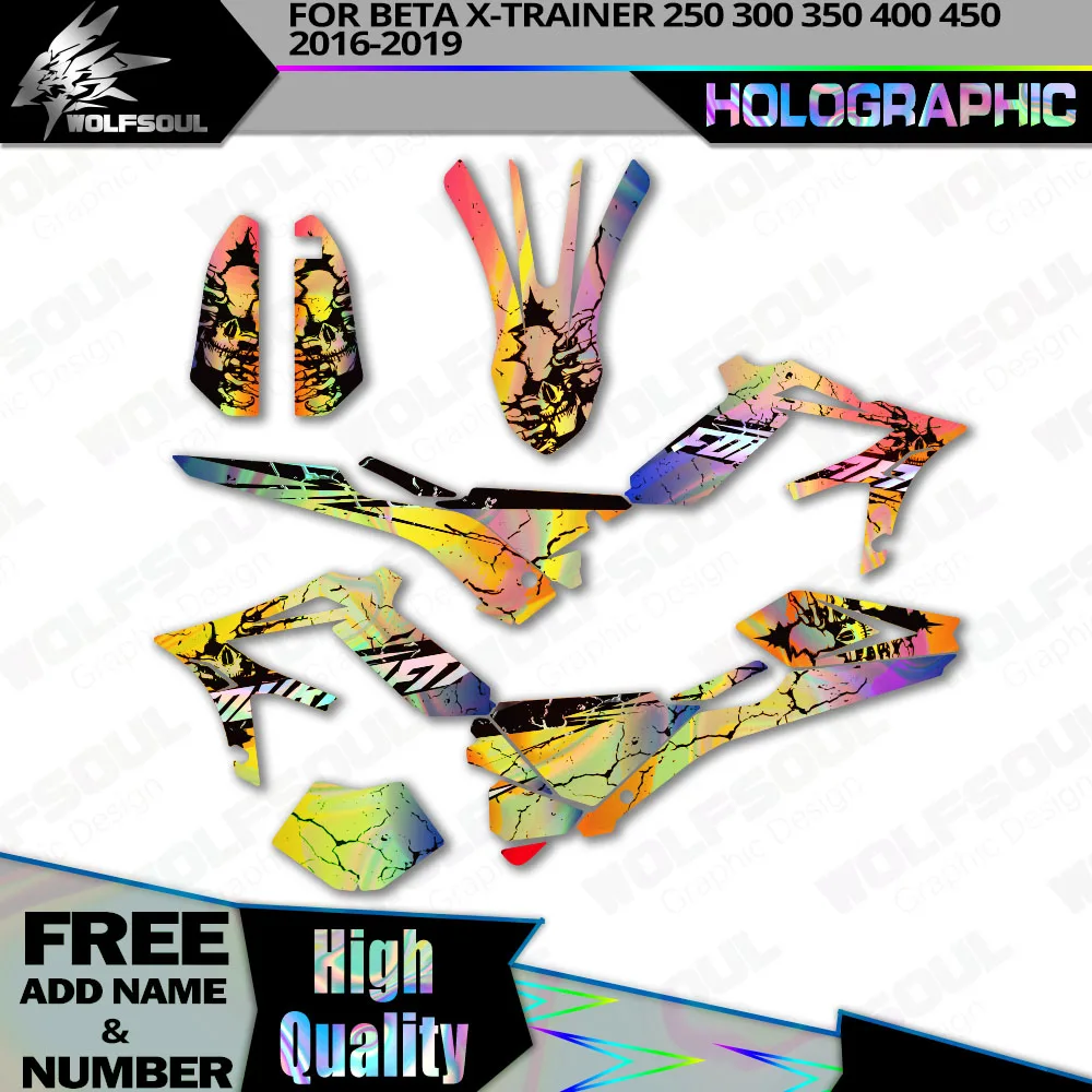 Motocross holographic Decal Graphics Sticker Deco Kit For Beta X-TRAINER XTRAINER 250 300 350 400 450 2016 2017 2018 2019 Custom