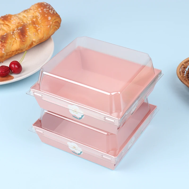 10Pcs Paper Charcuterie Boxes With Clear Lids Sandwich Boxes Square To Go Food Containers For Desserts Strawberries