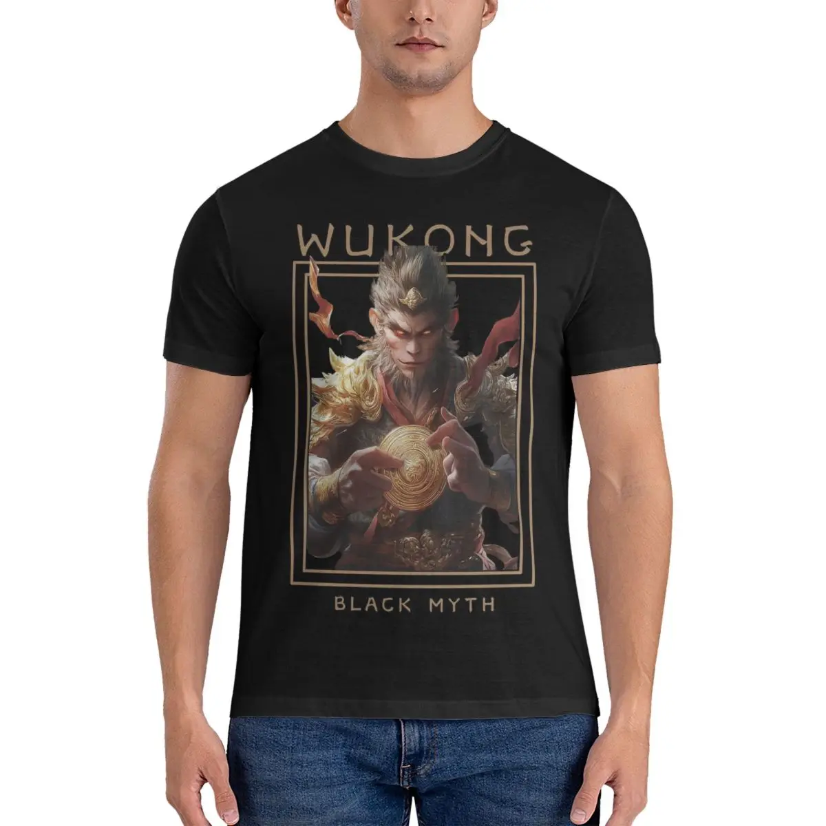 Black Myth WUKONG,Game T-Shirts for Men Novelty 100% Cotton Tees Round Collar Short Sleeve T Shirt official-website tops fugees