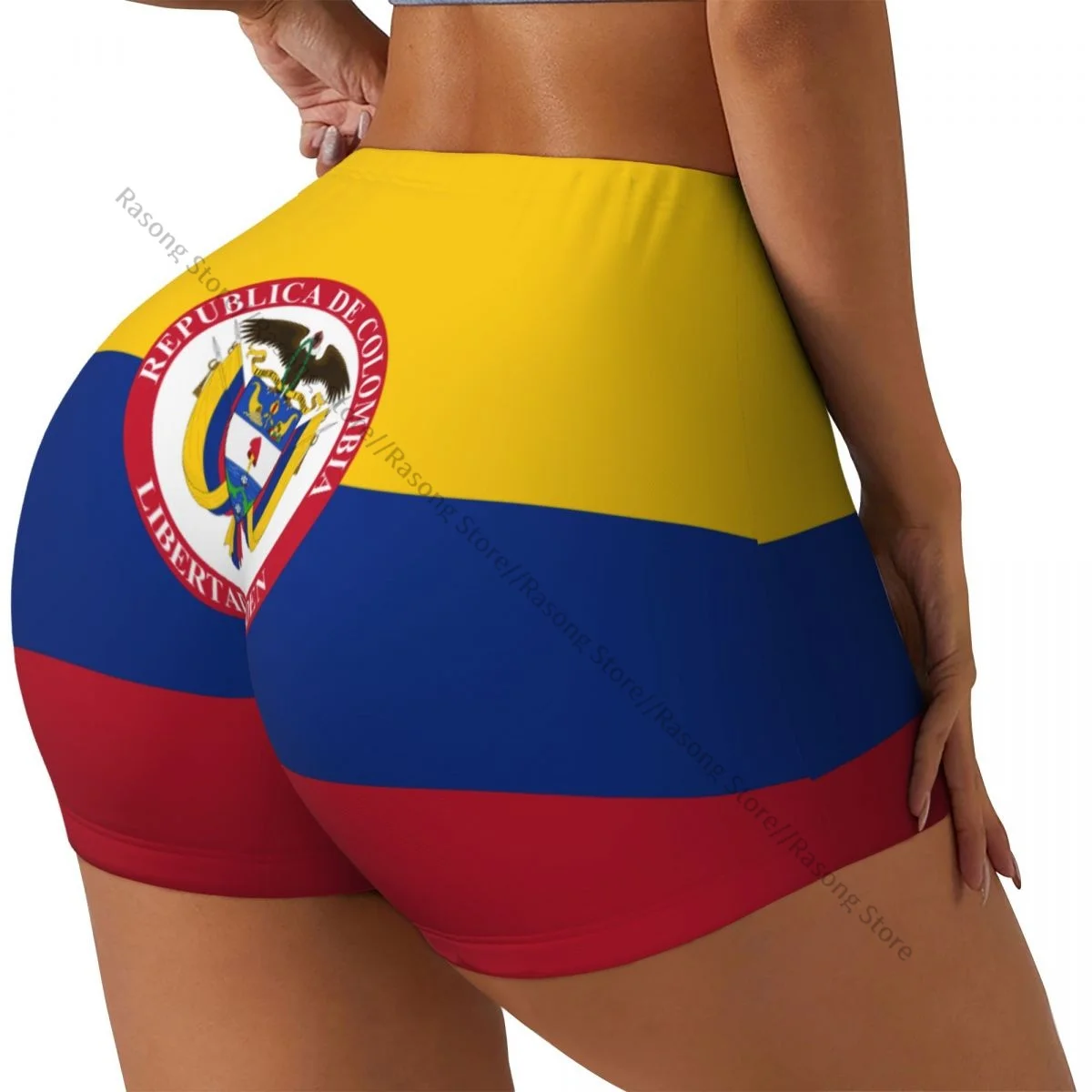 شورت اليوغا النسائي علم رئيس كولومبيا Scrunch Booty Butt Lifting Comfort Fitness Gym