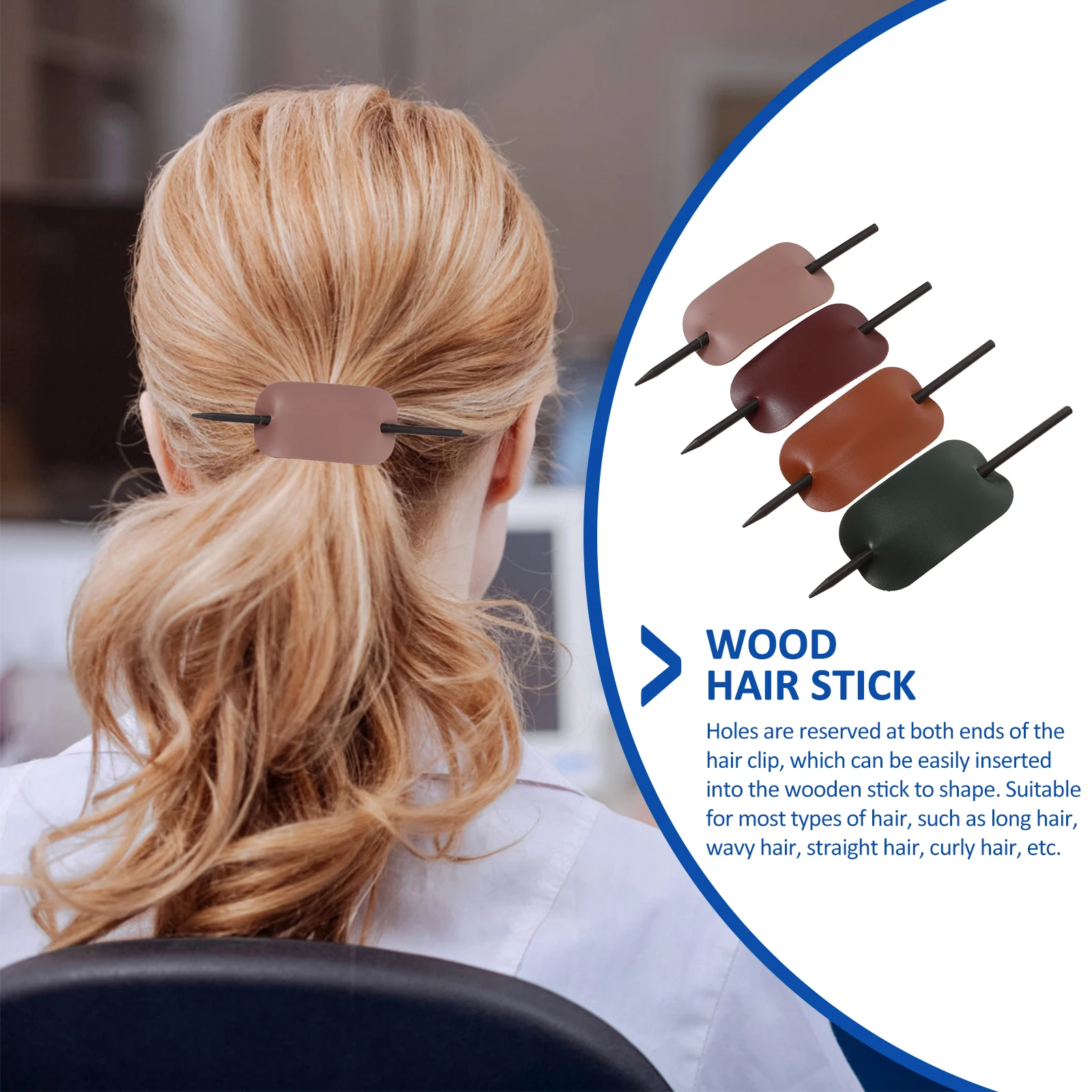 

4pcs Hairpin Bun Sticks Lightweight Durable Comfortable Decorative Beech Wood Ponytail Pins Hairstyle Tools