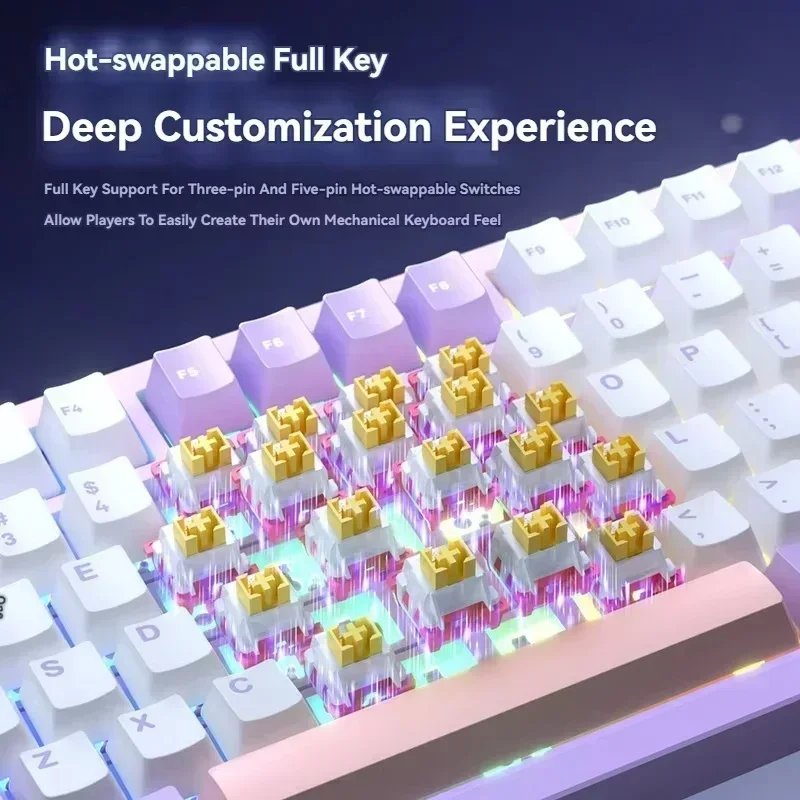 Hi86 Mechanical Keyboard Three-mode Aluminum Alloy Hot-Swap RGB Light Gasket Game Keyboard Customized Esports Accessories