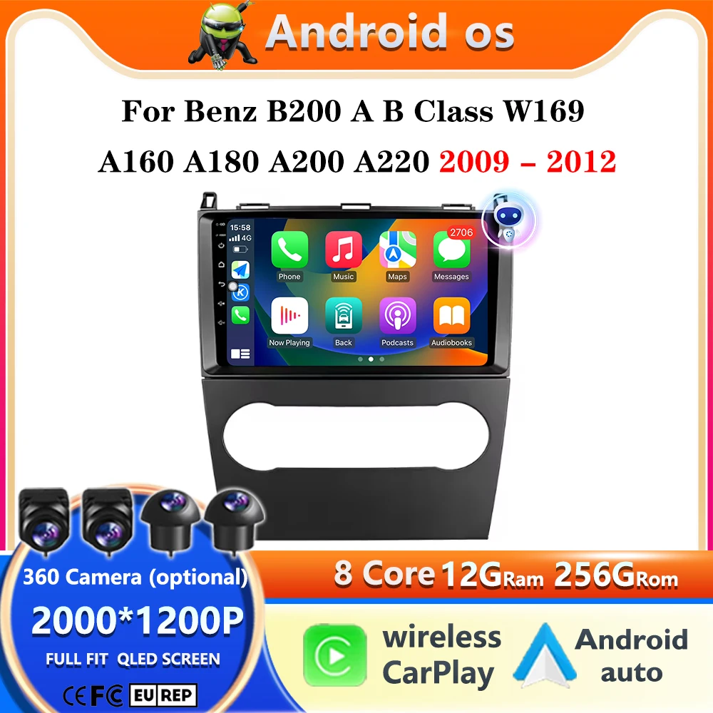 Android 16 For Mercedes Benz B200 A B Class W169 A160 A180 A200 A220 2009 - 2012 Player Auto Radio Multimedia Navigation Carplay