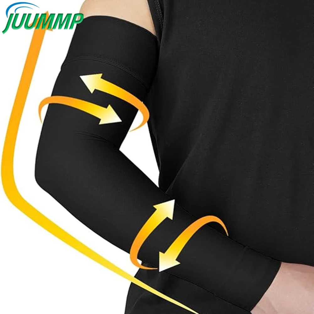 1Pair Lymphedema Medical Compression Arm Sleeve, 20-30 MMHg Full Arm Support, Graduated Compression Arm Brace for Swelling
