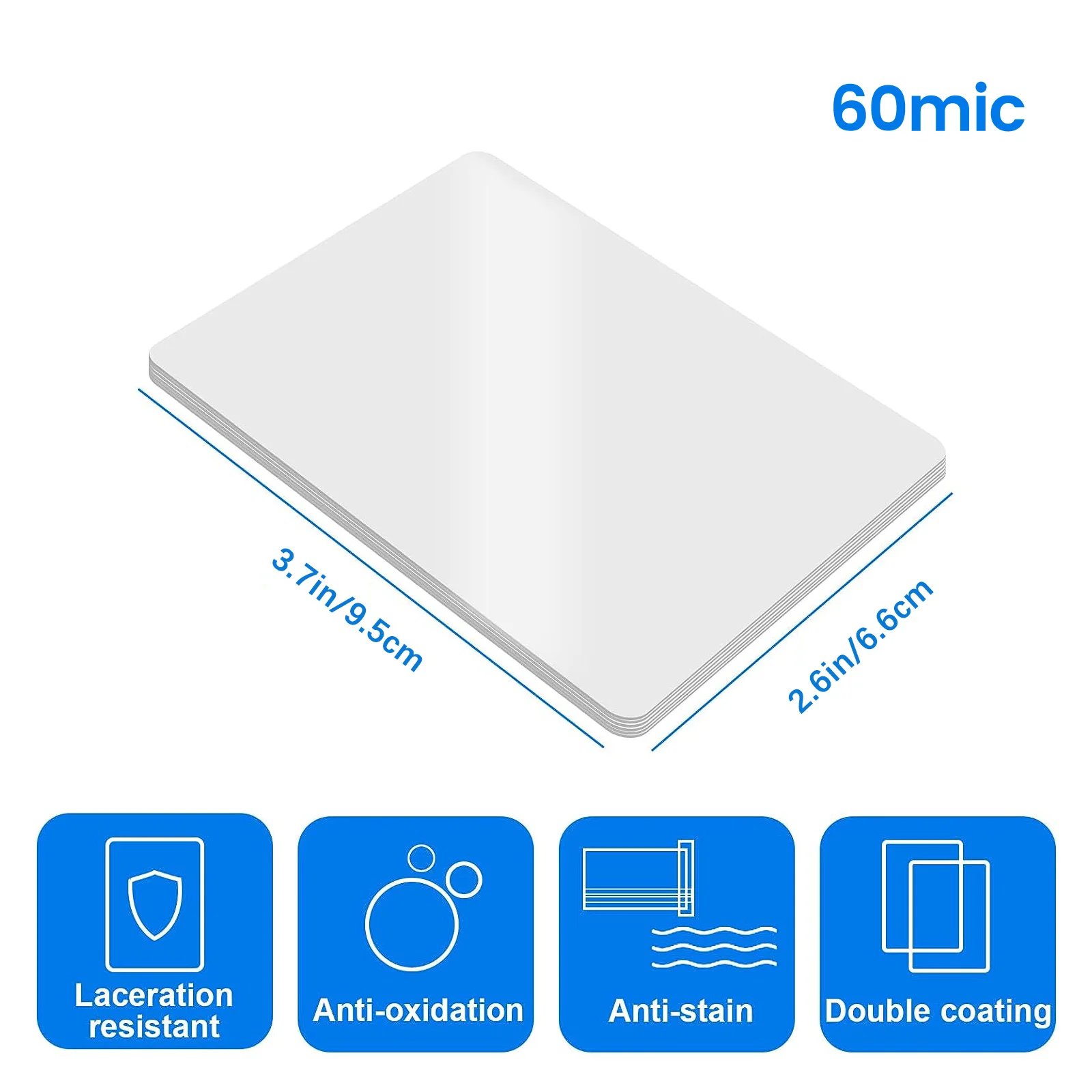 100 Pack 2.6x3.7 Inch Clear Thermal Laminating Sheets 60Mic Business Card Size Protective Film Waterproof Plastic for Office Use