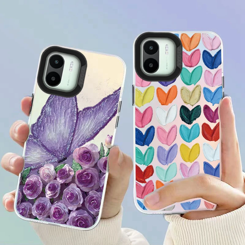 레오파드 패턴 대리석 아트 나비 휴대폰 케이스, 샤오미 레드미 A1 A2 플러스 4G 9 9A 9AT 포코 C50 C51 X3 NFC 후면 실리콘 커버